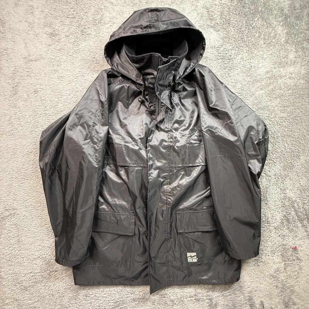 Viking Open Road Ripstop Rain Jacket With Removable Hood Mens M Black Zip Up